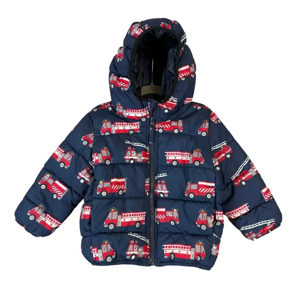 Children's Place Firetruck Puffer Coat Jacket Baby Toddler Boys 18-24 Months